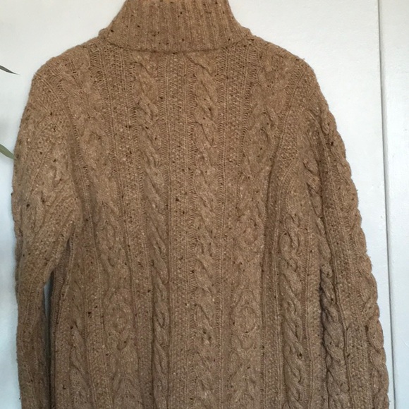 Quarter-zip Cable Knit Sweater - Tan, L, 102 - Picture 4 of 6